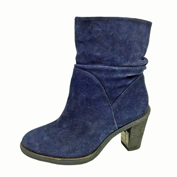 VINCE CAMUTO Parka Navy Blue Suede‎ Slouch Ankle Boots - Picture 2 of 7